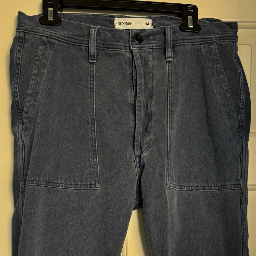 These size 34 3sixteen blue fatigue pants are in excellent used condition